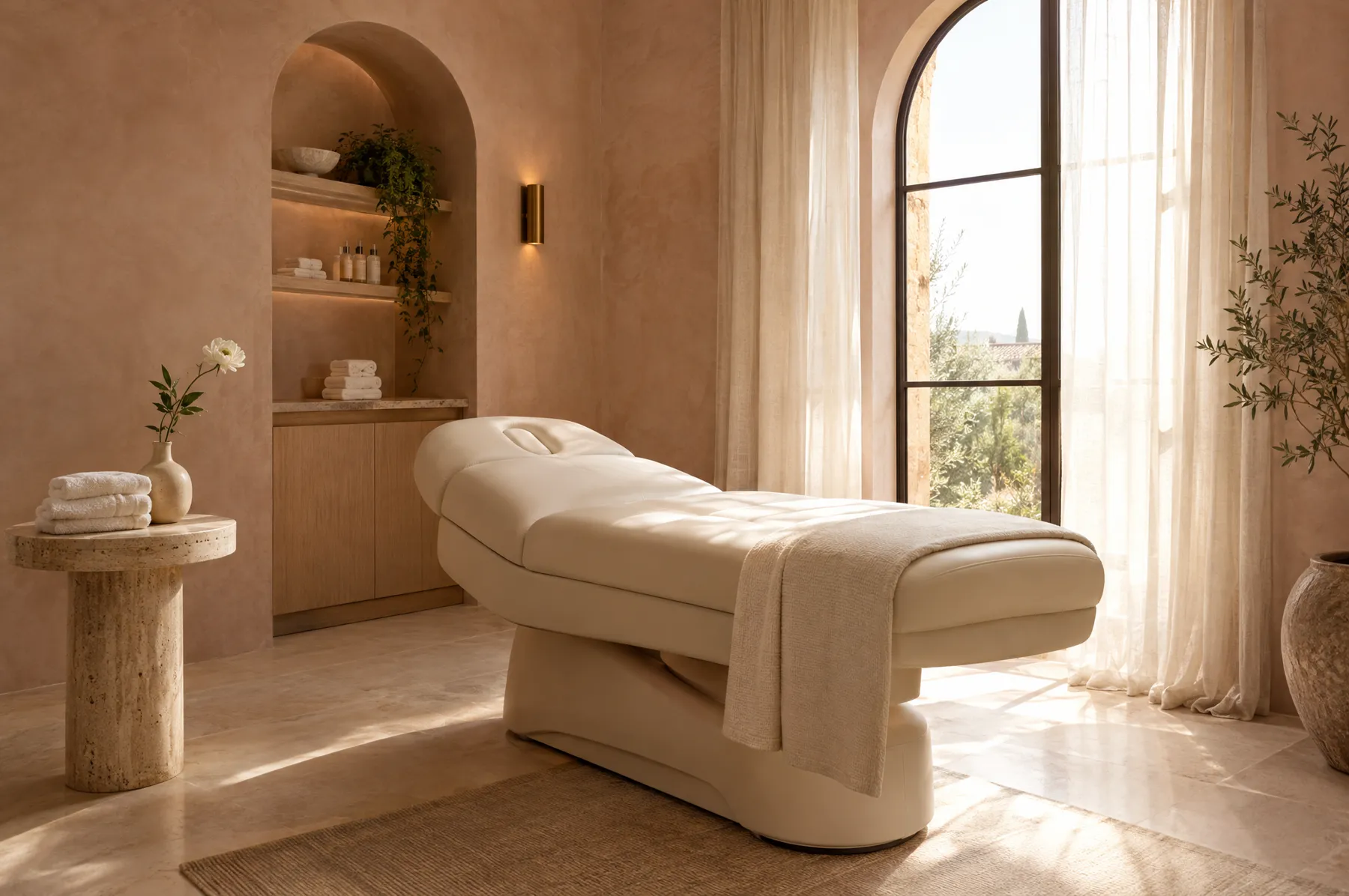 Serene blush treatment room